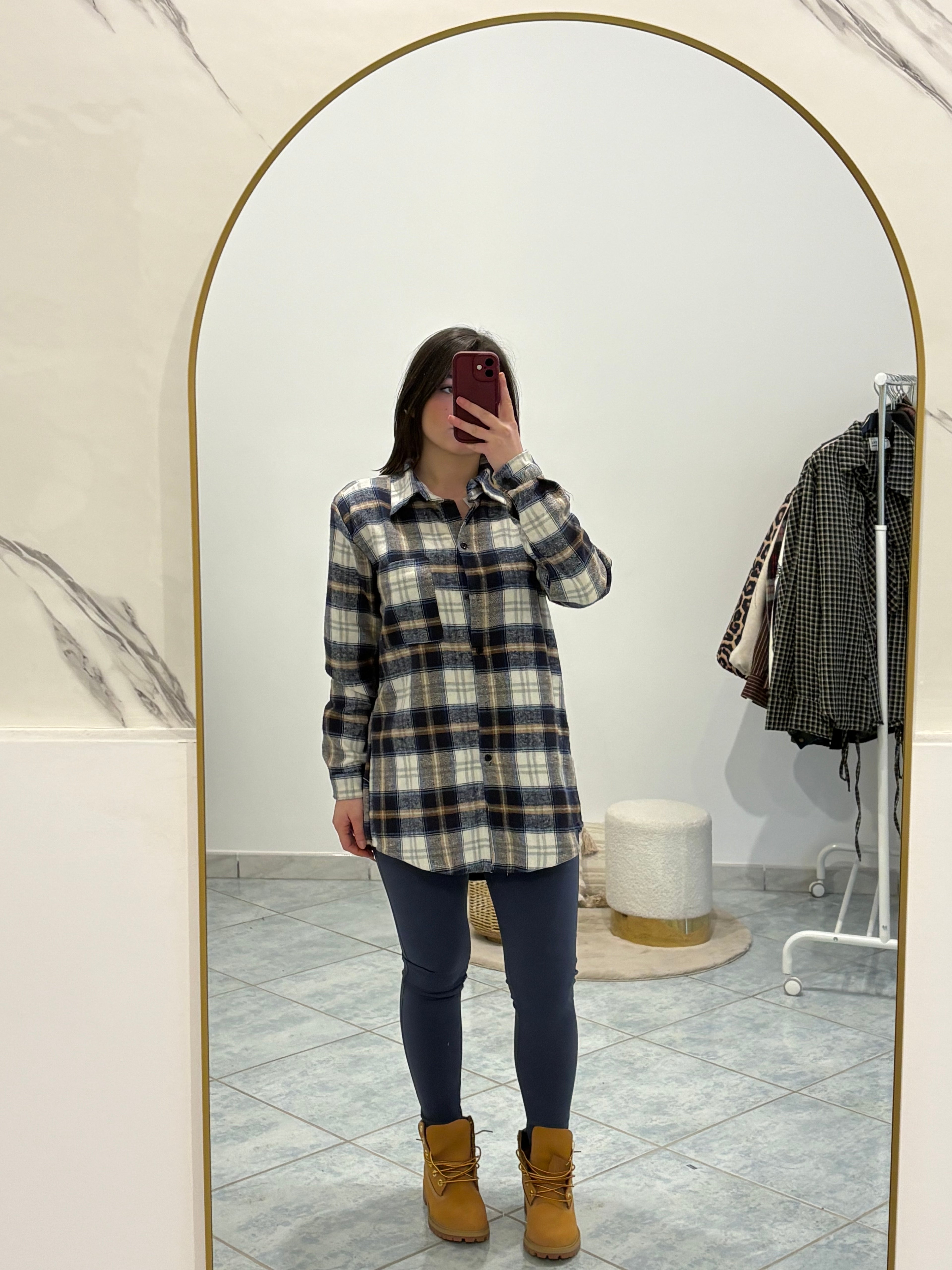 Camicia scozzese blu