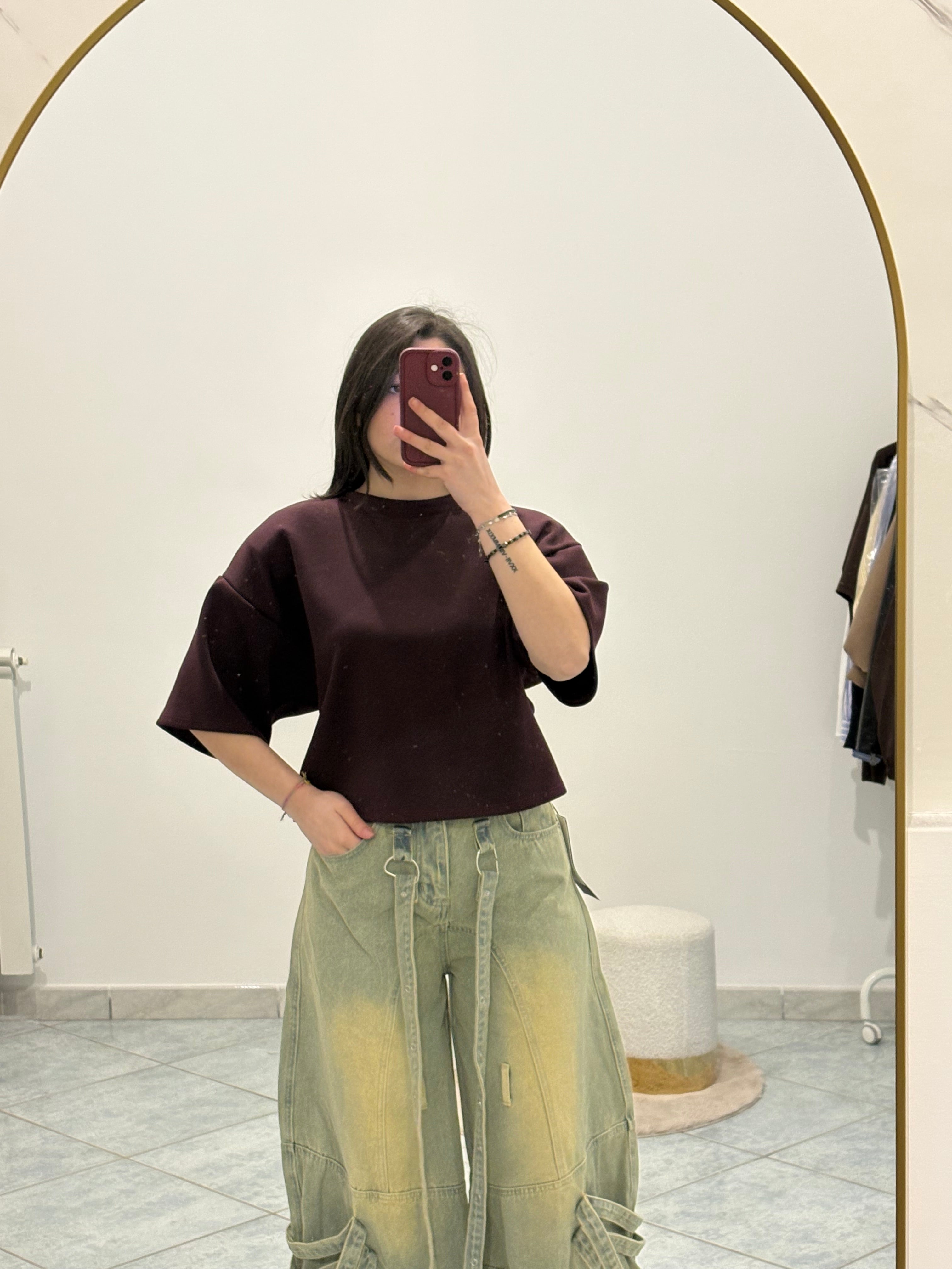 Shirt mezza manica con arriccio