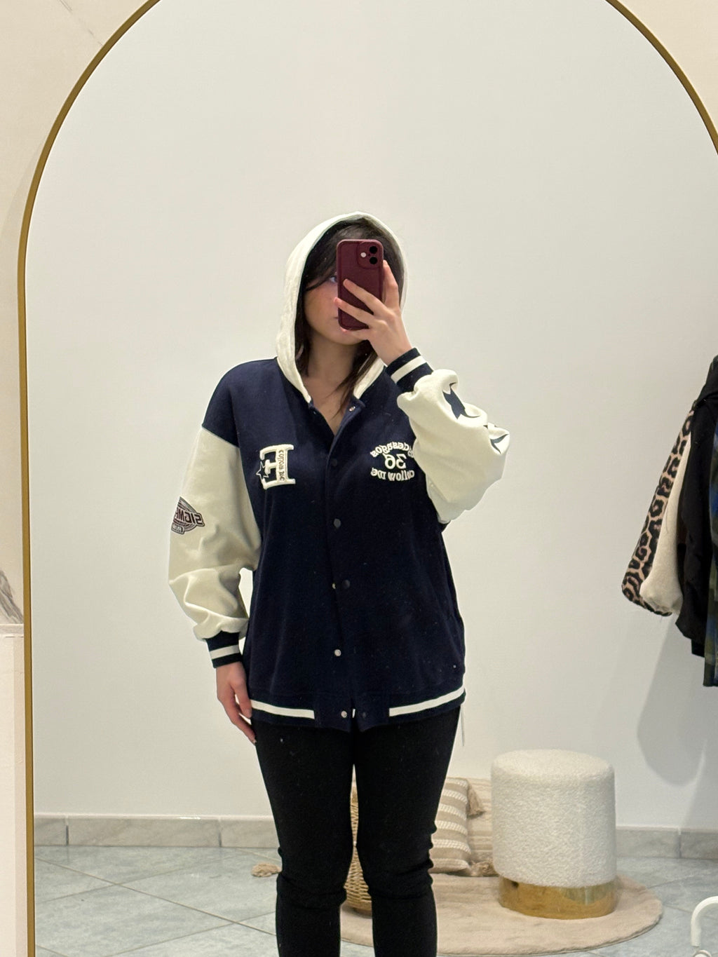 Giacca college blu e bianca