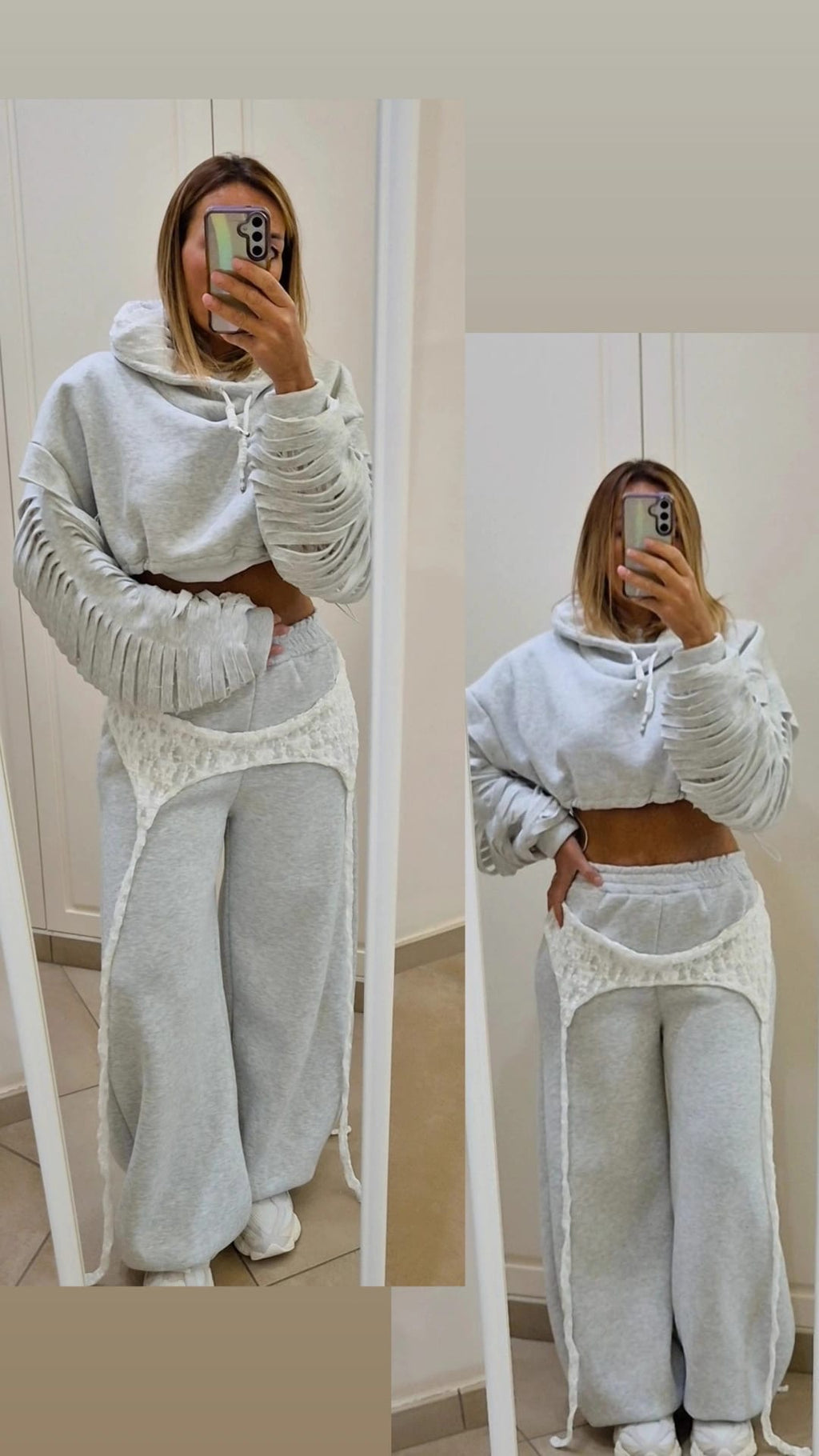 Tuta in pizzo grigia