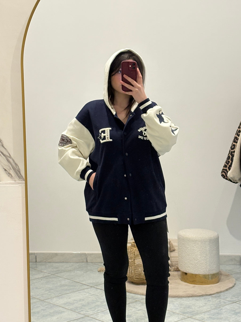 Giacca college blu e bianca