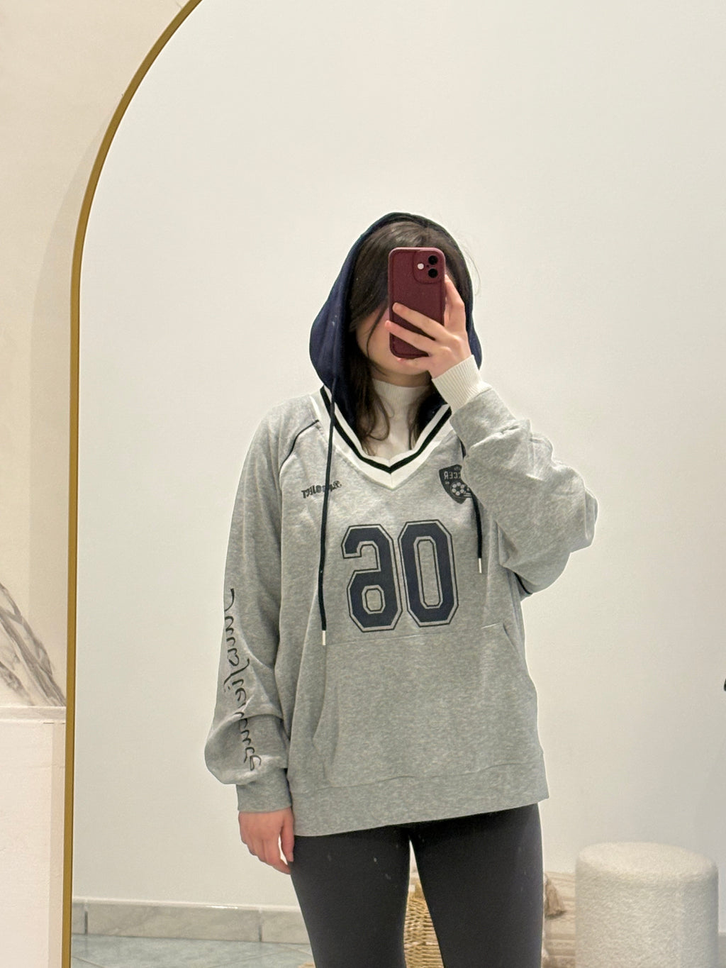 Felpa college grigia e blu