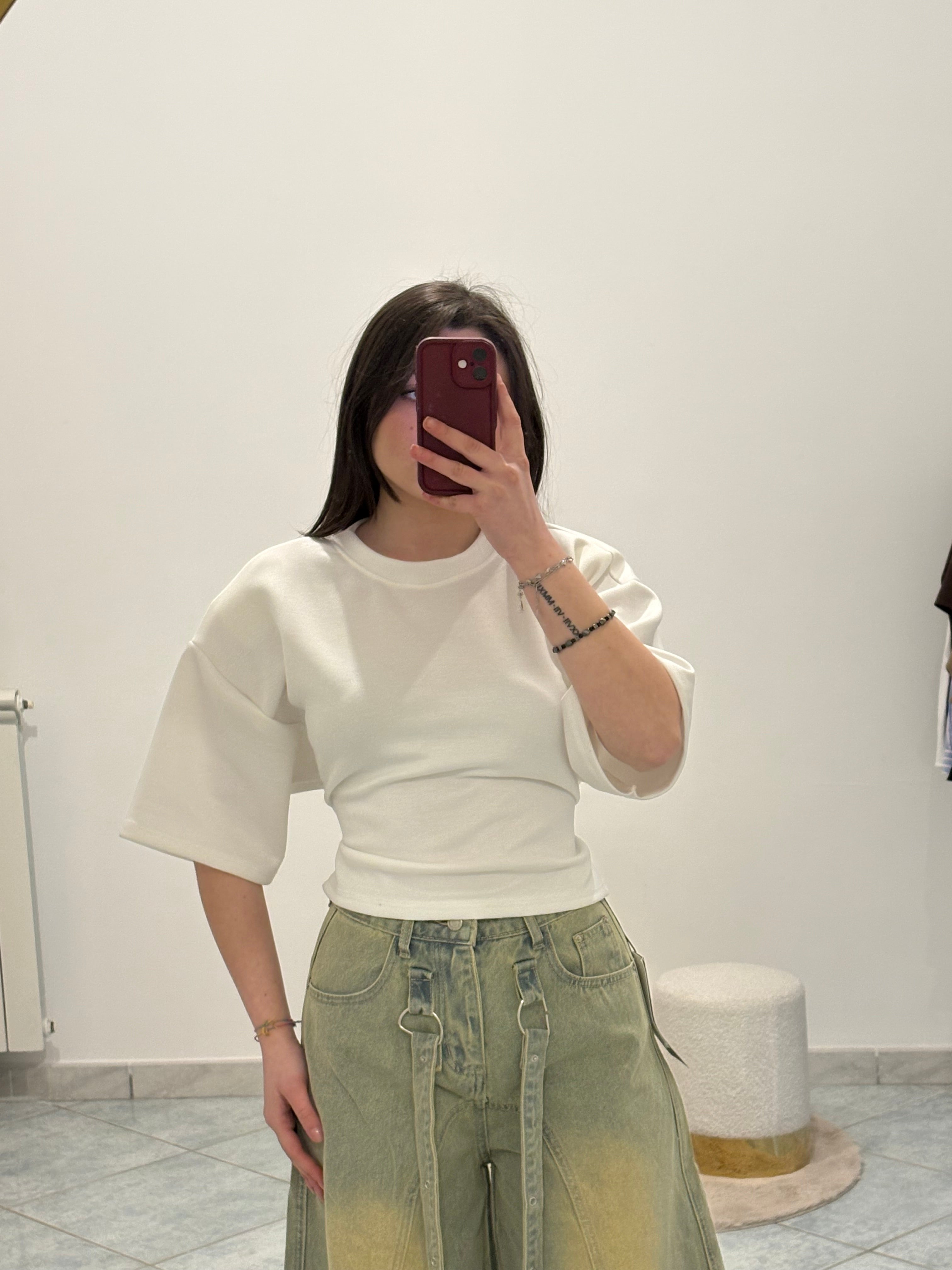 Shirt mezza manica con arriccio