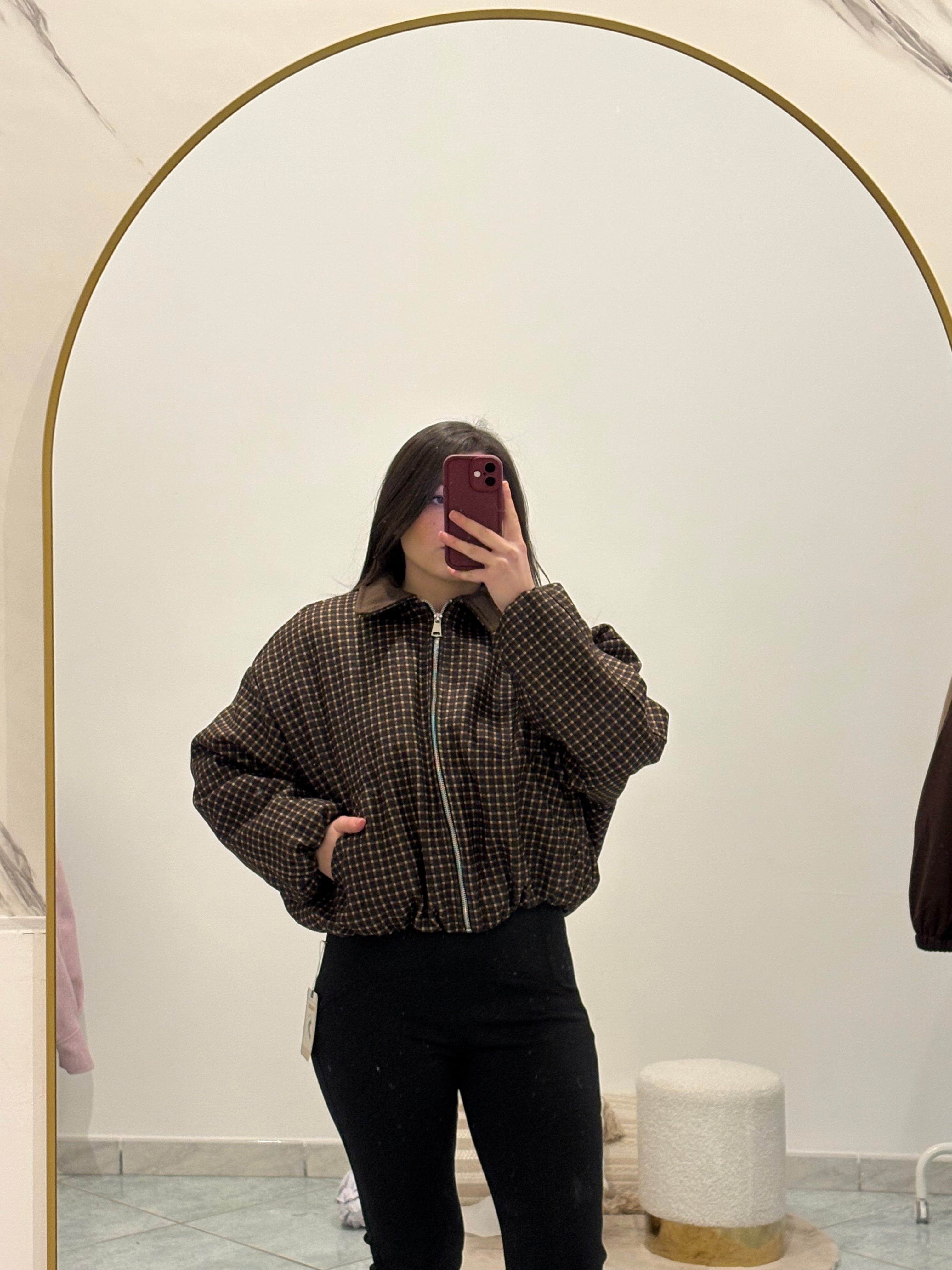 Bomber marrone a quadretti