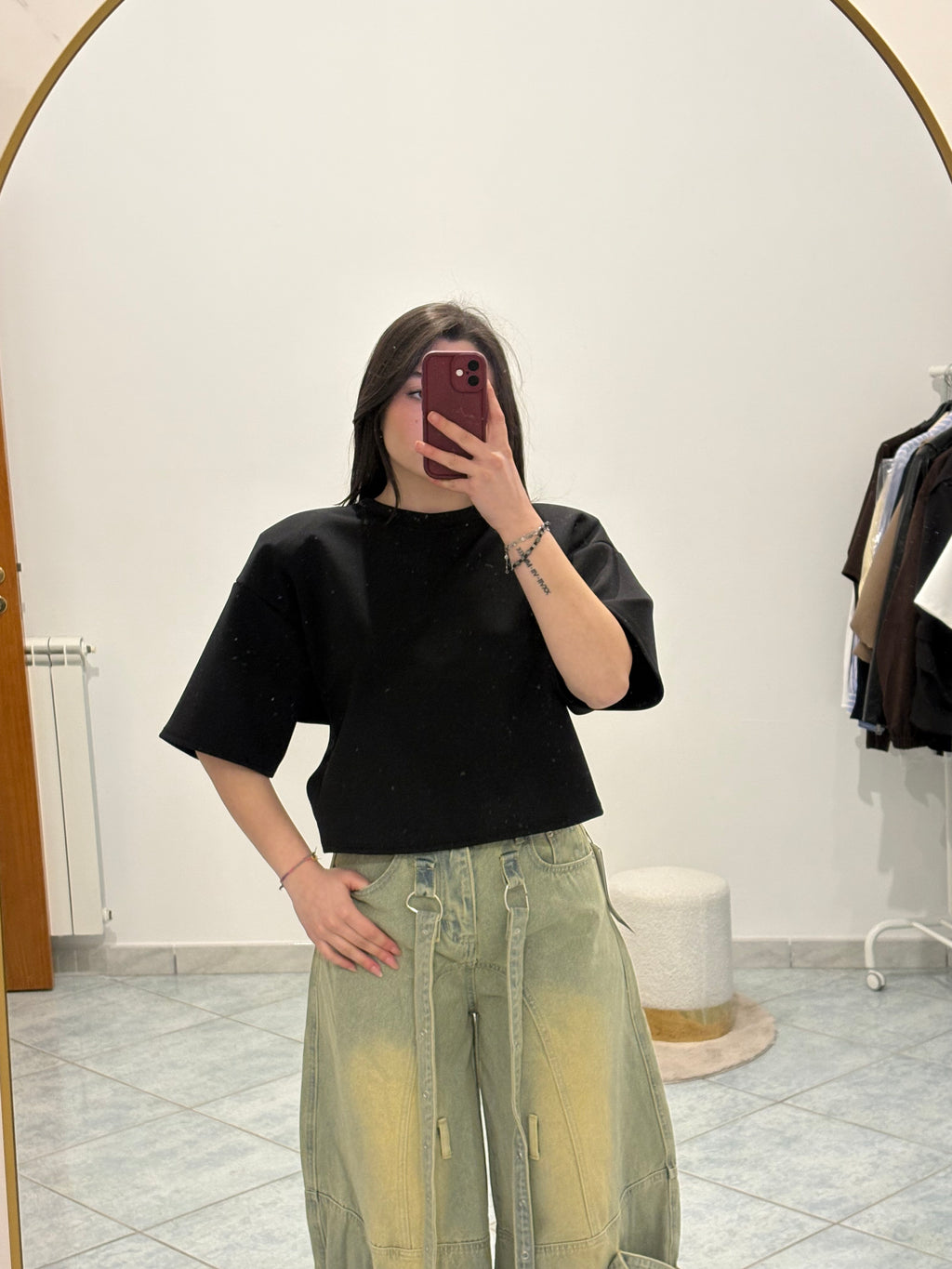 Shirt mezza manica con arriccio