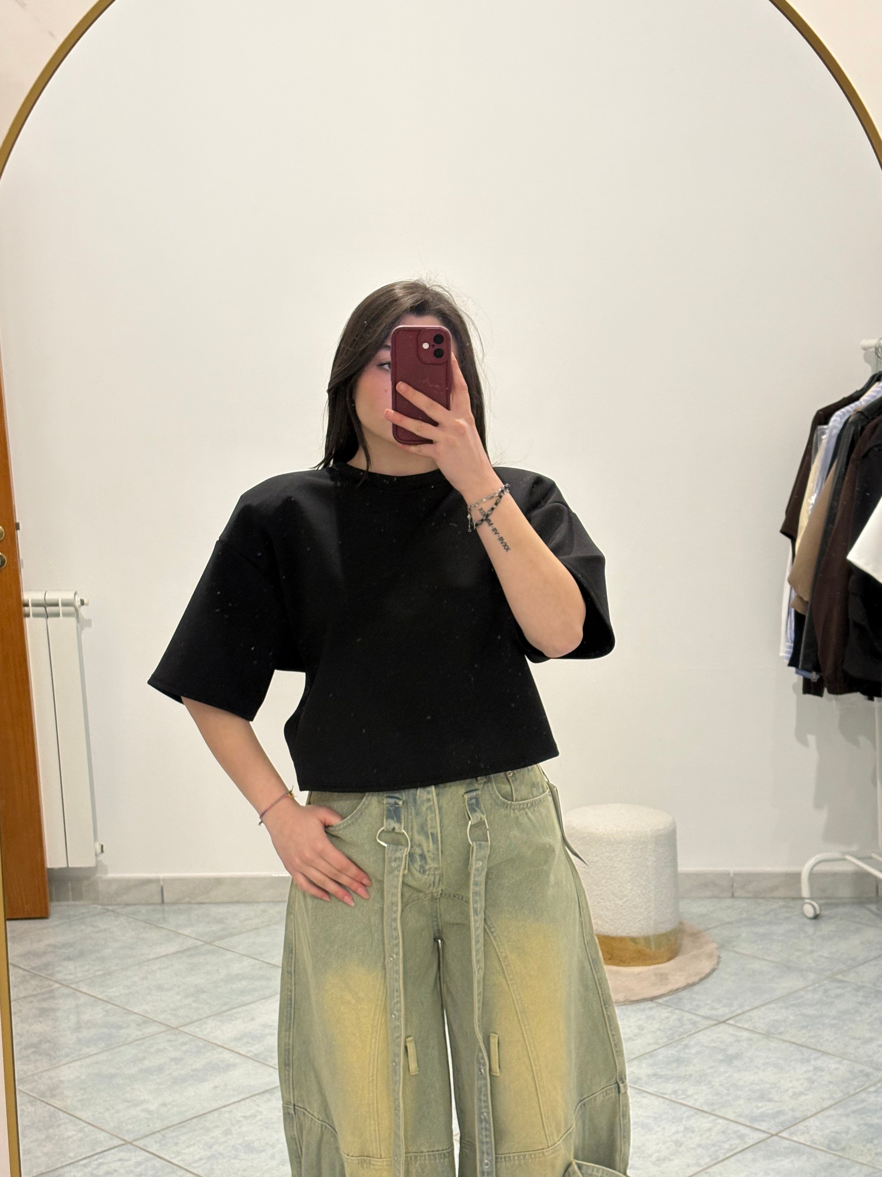 Shirt mezza manica con arriccio