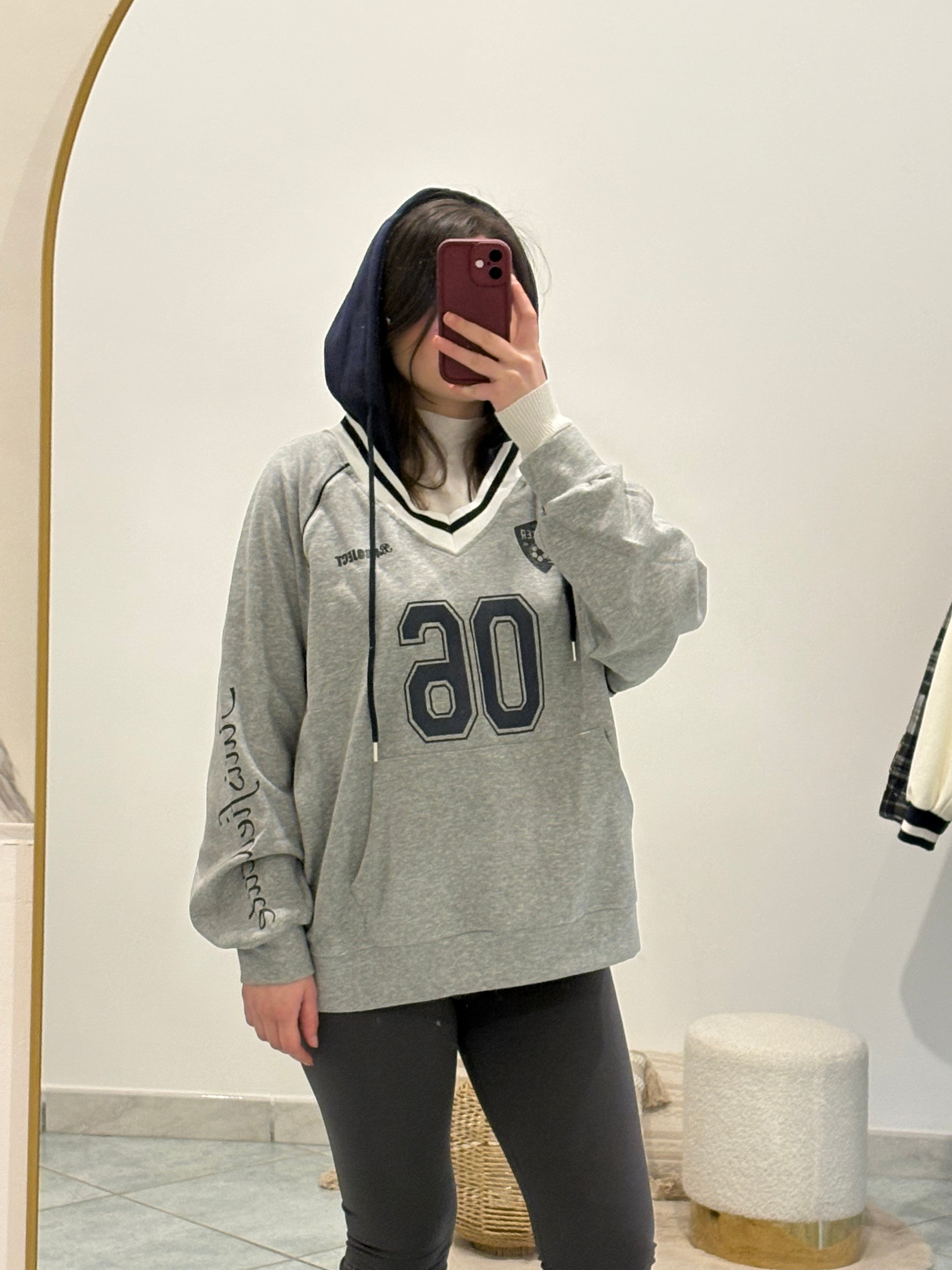 Felpa college grigia e blu