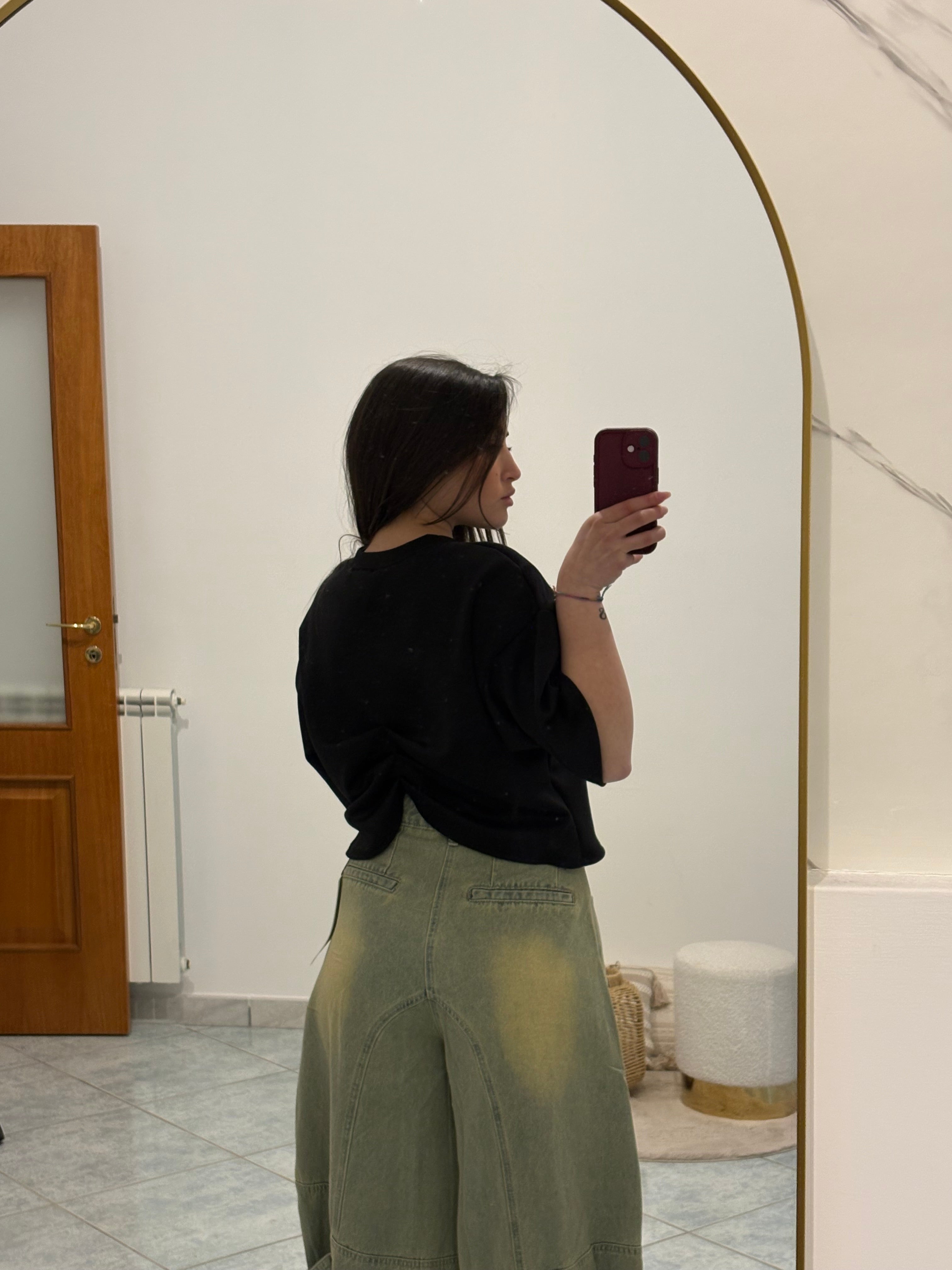 Shirt mezza manica con arriccio