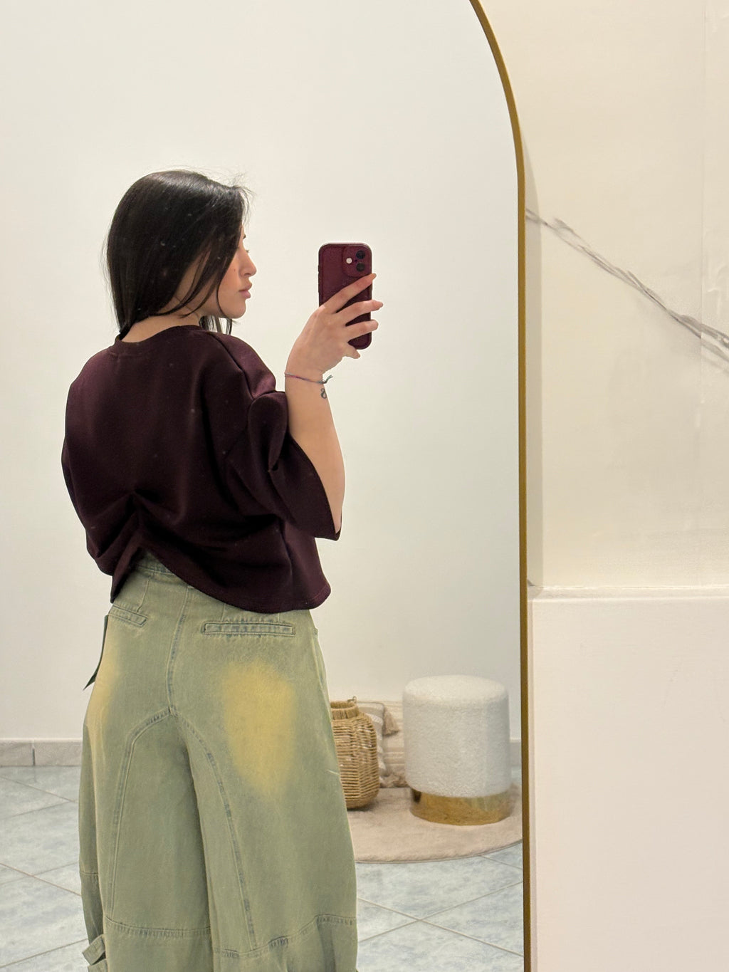 Shirt mezza manica con arriccio