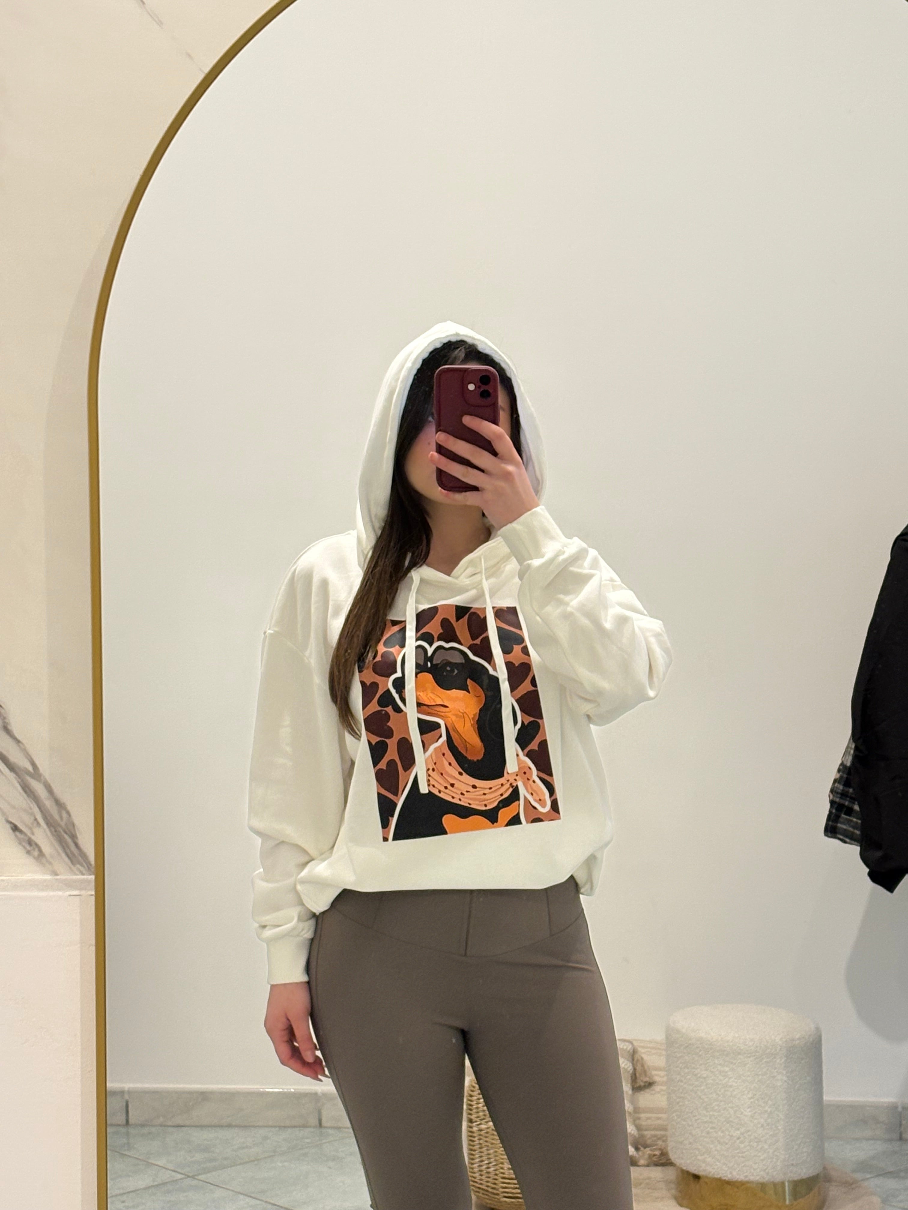 Felpa cagnolino bianca