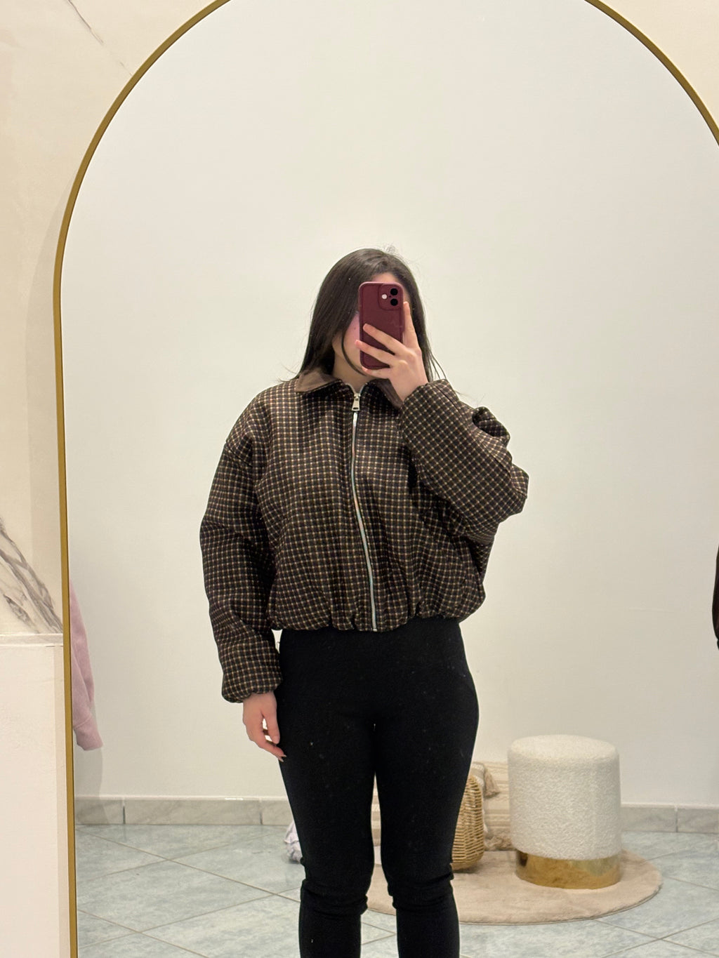 Bomber marrone a quadretti