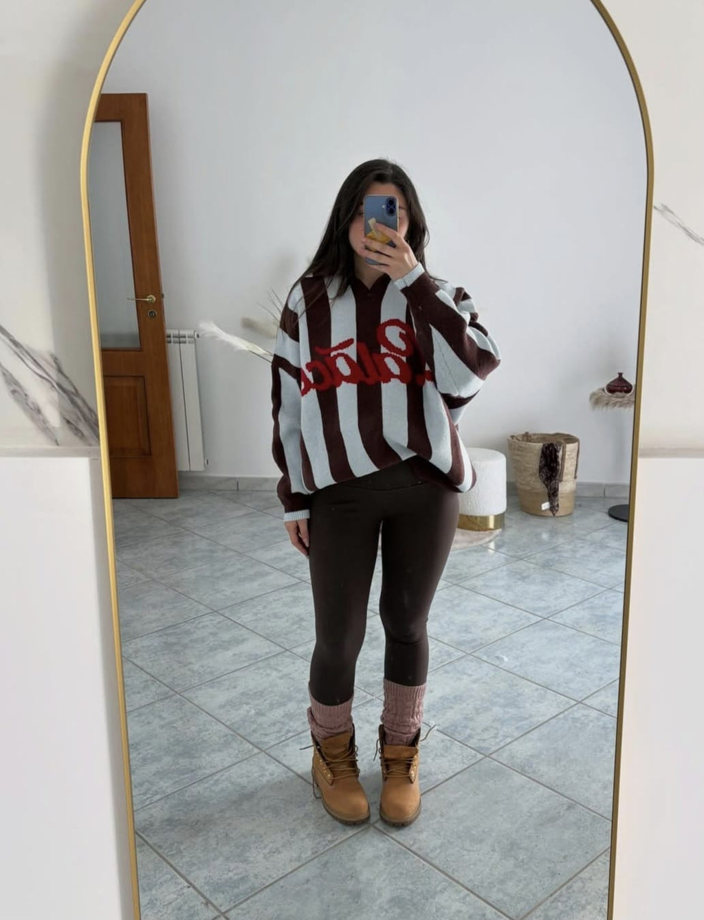 Pull azzurro e marrone