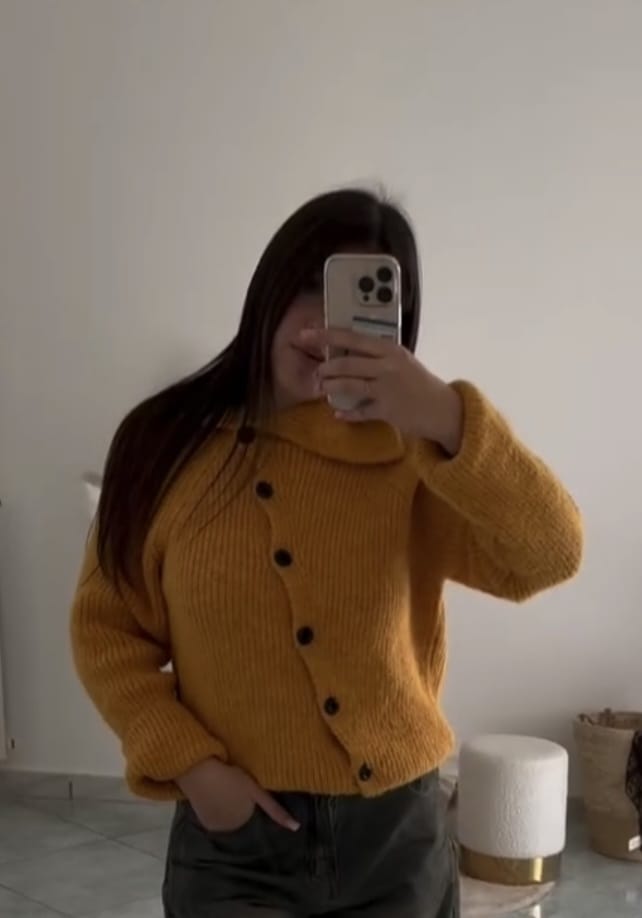 Cardigan bottoni trasversali