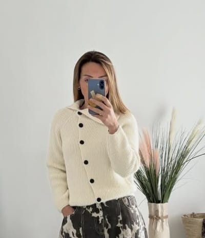 Cardigan bottoni trasversali